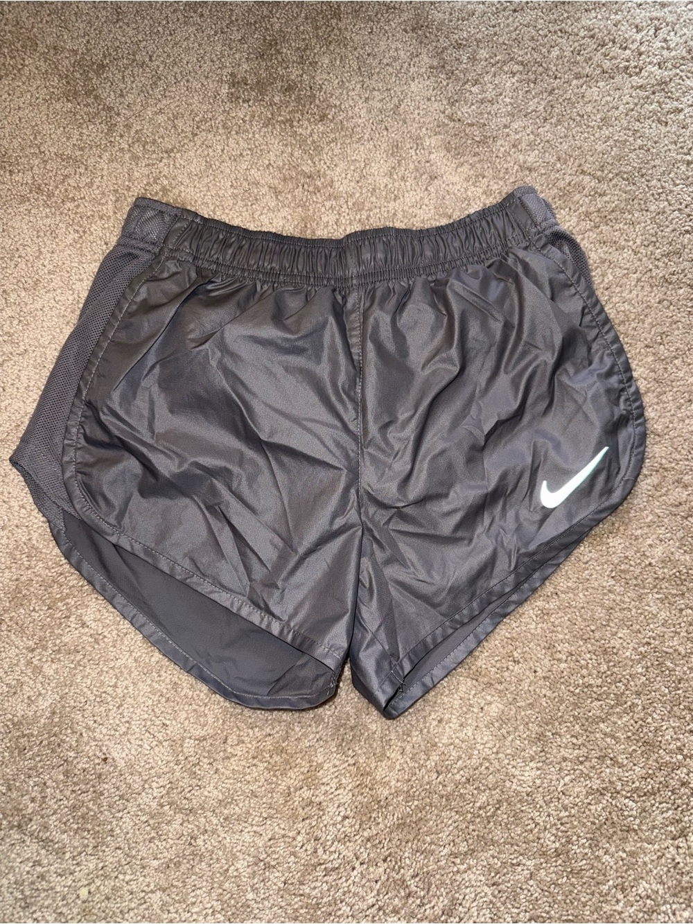 Nike Women's Black Athletic Running Shorts with White Swoosh